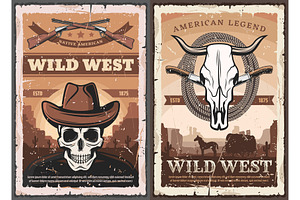 Wild West Skull In Cowboy Hat