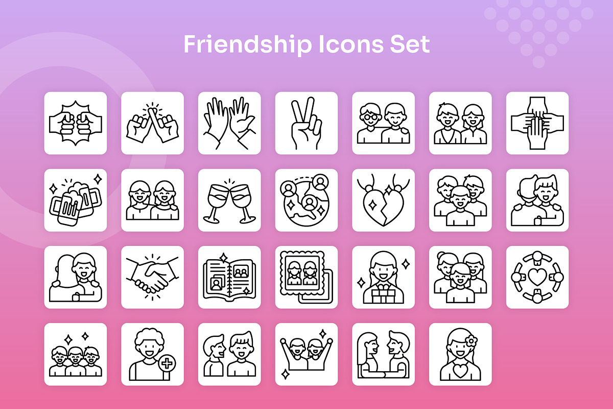 Friendship Icons Set - Line, an Outline Icon by Kmg Design (Photo 2 of 2)