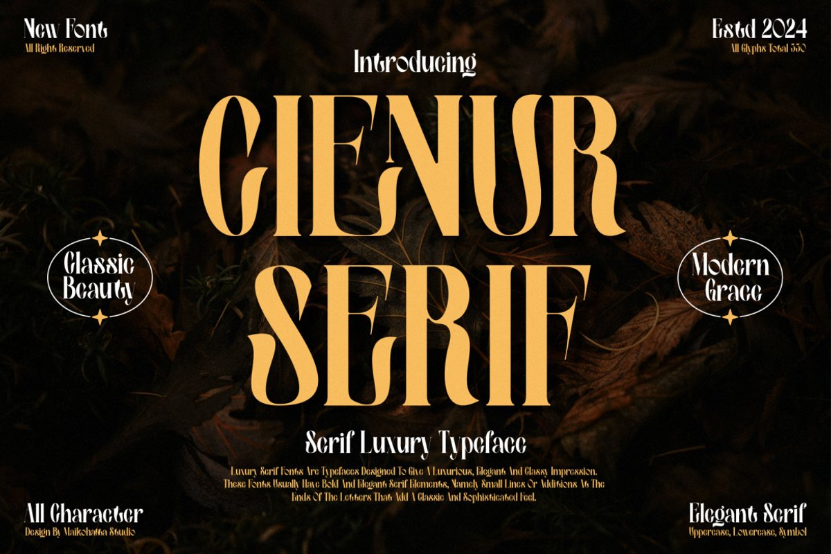 Cienur - Serif Luxury Typeface, a Serif Font by MaikoHatta (Photo 1 of 7)