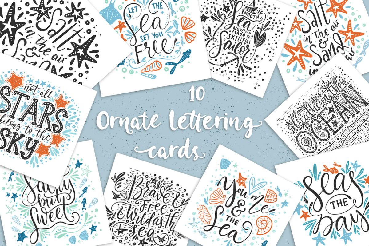 Coral waves. Font and clip arts., a Script Font by Red Ink (Photo 10 of 14)