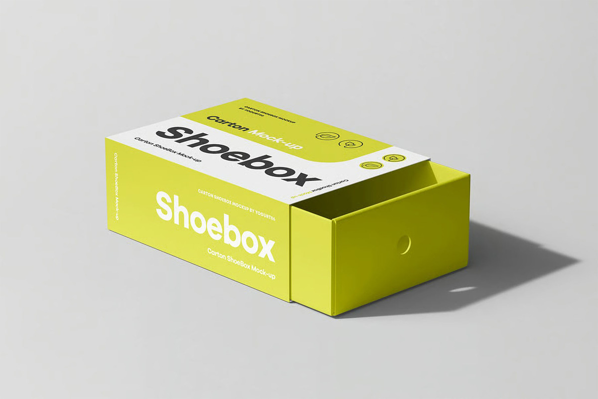 Shoe Box Mock-up, a Packaging Mockup by zippypixelstudio (Photo 6 of 15)