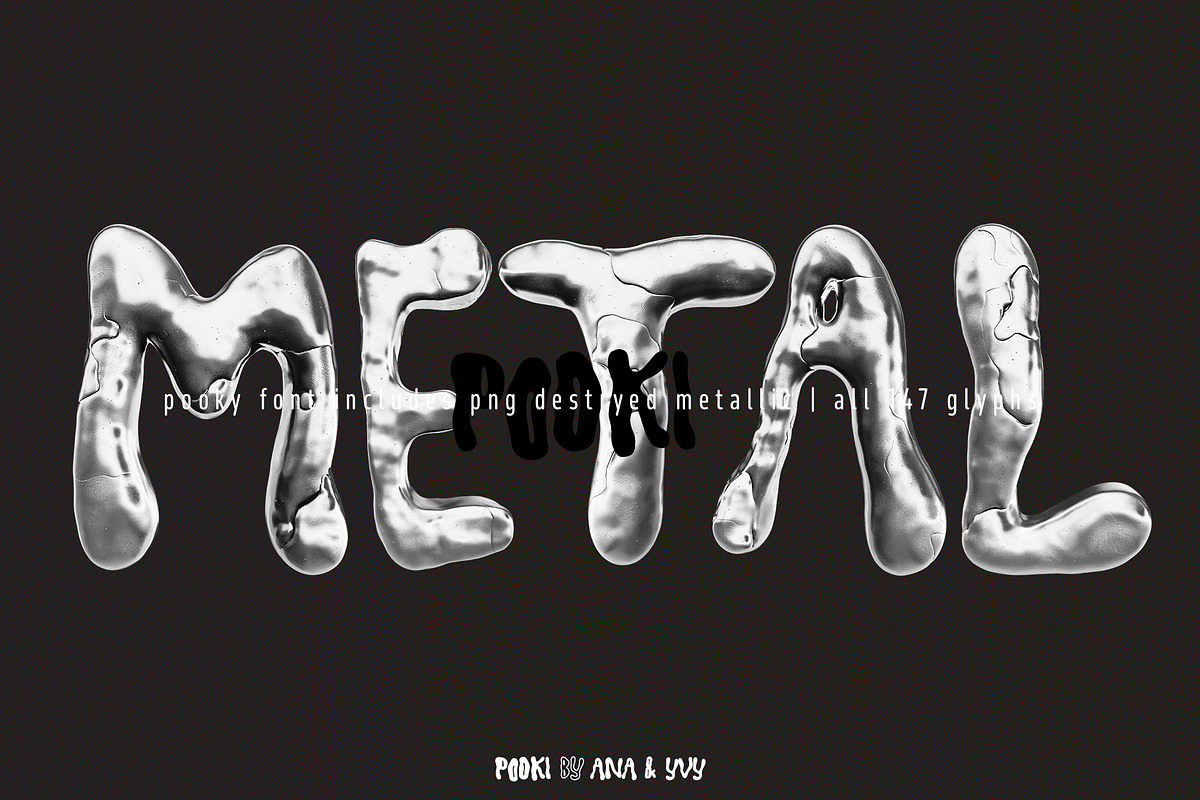 Display font POOKI | 3D metal bubble, a Font by ana & yvy (Photo 8 of 18)