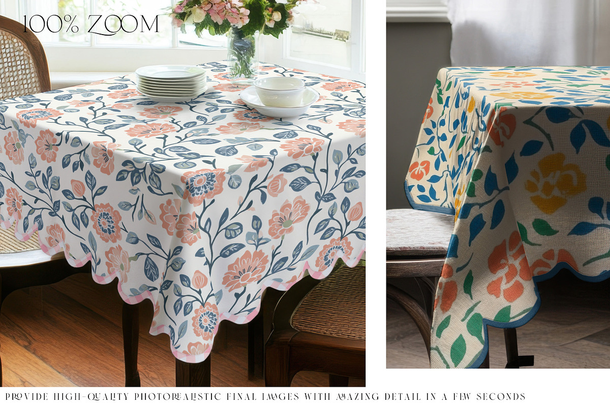 Square Scalloped Tablecloths, a Household Mockup by mock-ups (Photo 4 of 9)