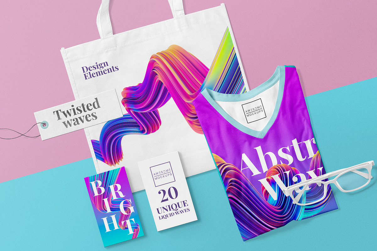 Abstract Liquid Waves, an Object Illustration by Mockups & Illustrations (Photo 9 of 12)