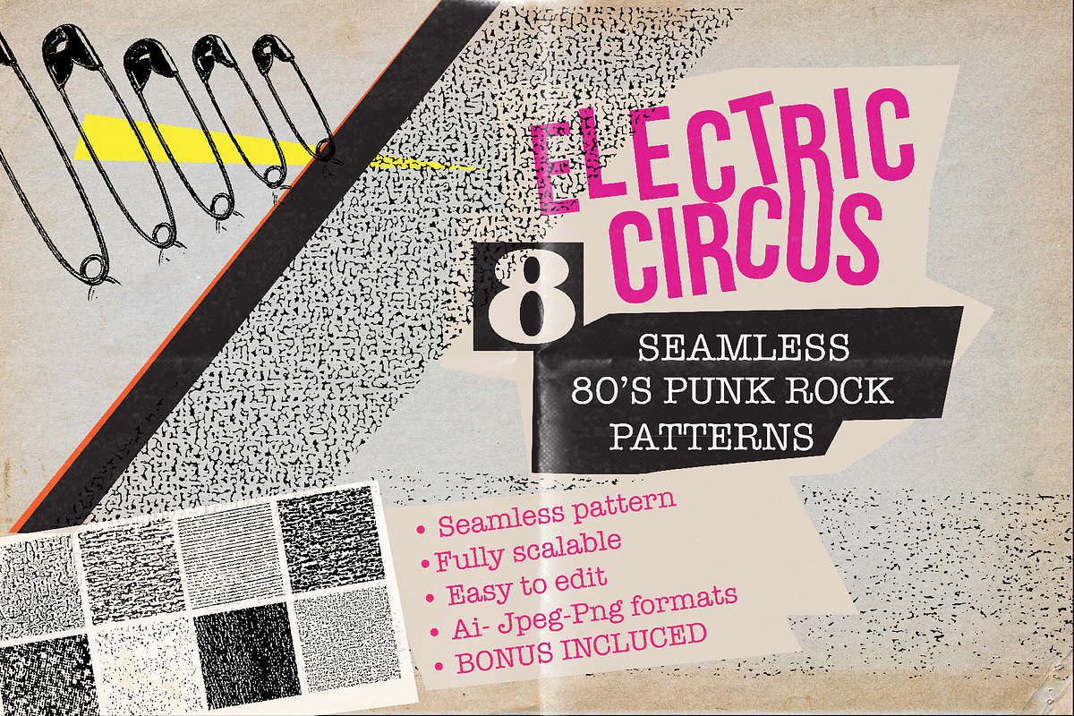 80’s Punk Rock Seamless Patterns, a Pattern Graphic by Dawn Patrol Digital (Photo 1 of 8)