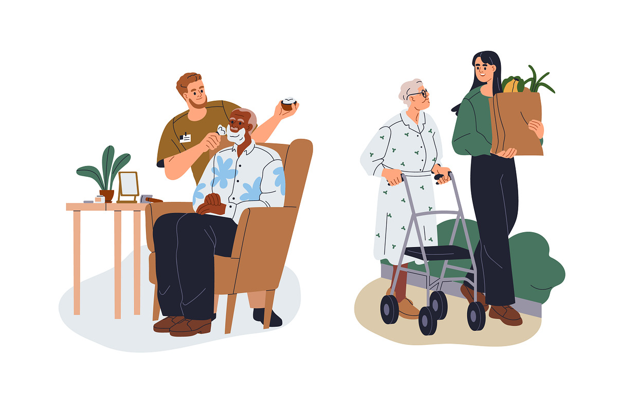 Volunteers take care of seniors set, a Person Illustration by Good Studio (Photo 5 of 7)