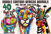 Doodle Cartoon African Animals, an Animal Illustration by PrintHaven Designs (Thumbnail 1 of 10)