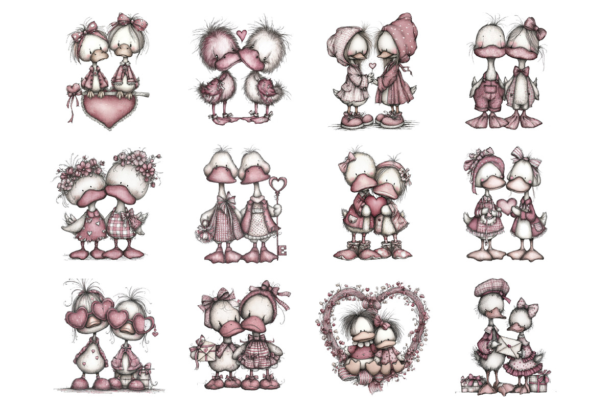 Whimsical Duck Couple Clipart, an Illustration by Design Market (Photo 2 of 3)