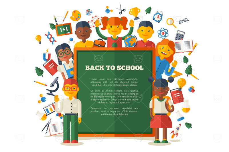 Kids with Chalkboard, an Education Illustration by kotoffei