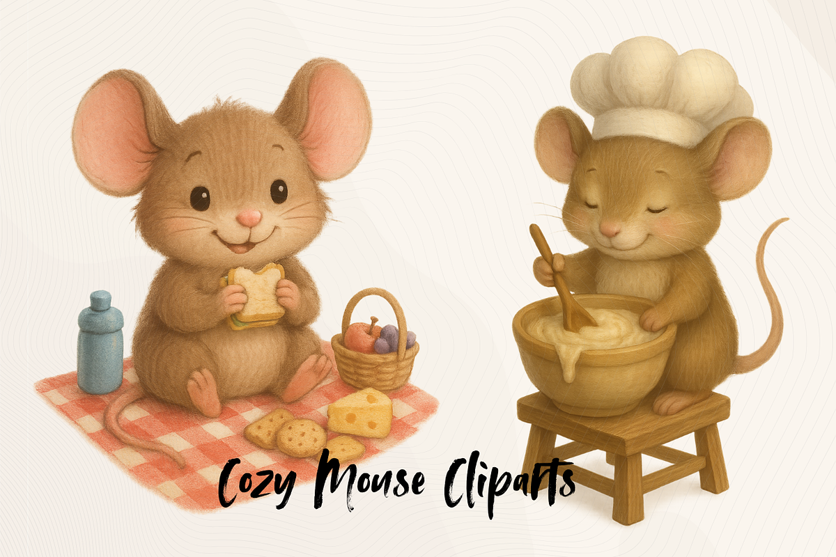 Cozy Mouse Cliparts – Vol. 1, an Object Graphic by Massi-Designs (Photo 2 of 4)