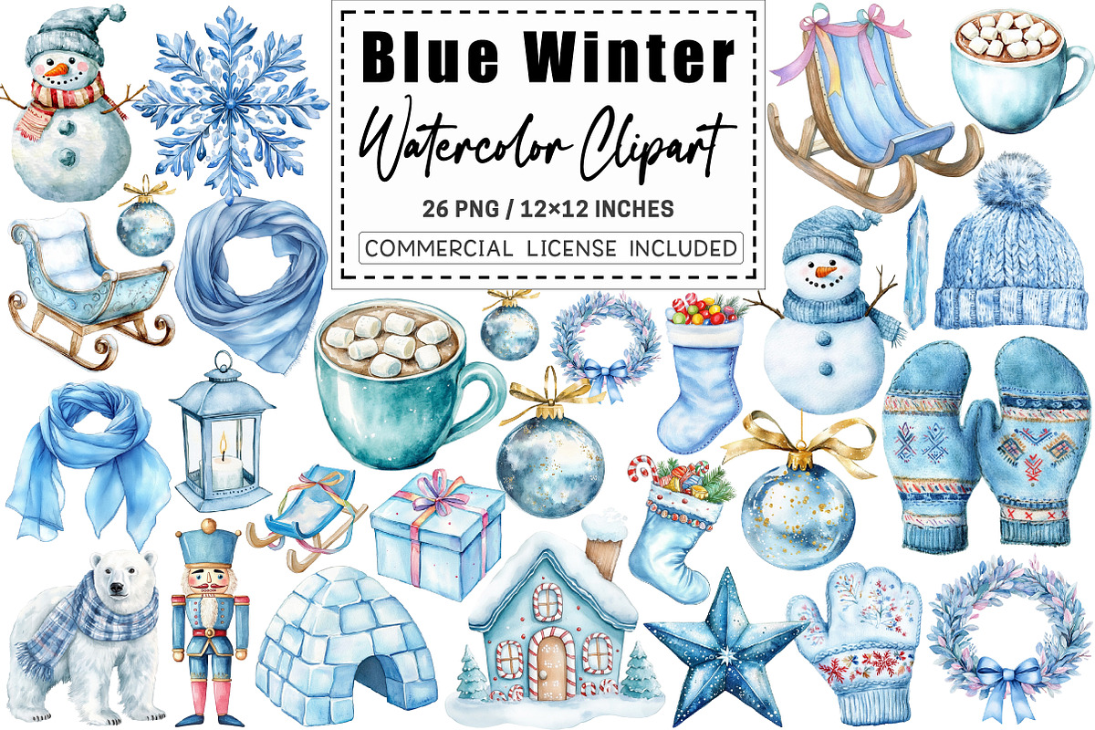 Powder Blue Winter Watercolor, a Graphic by CitraGraphics (Photo 1 of 4)