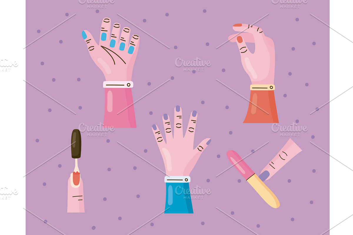 five manicure items, an Object Illustration by studiogstock
