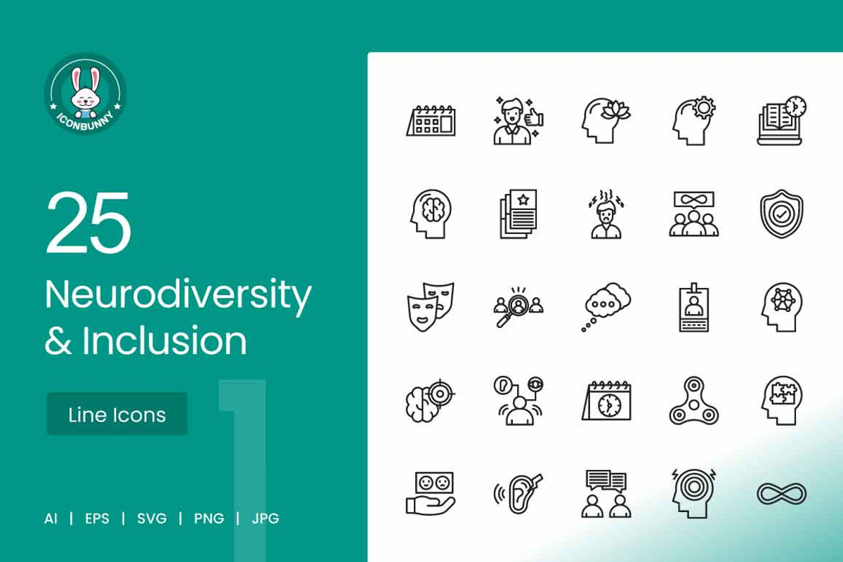 25 Neurodiversity & Inclusion Icons, an Icon by IconBunny (Photo 1 of 2)