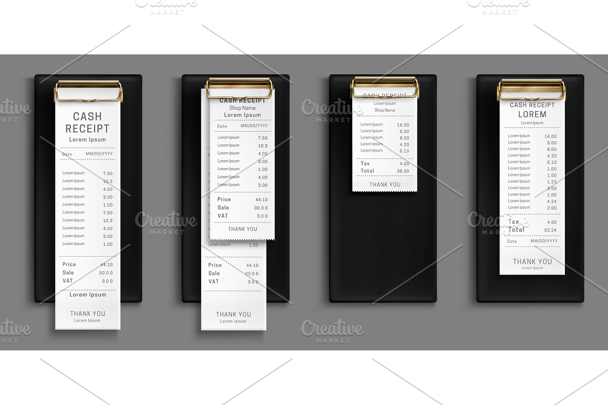 Cash receipt on clipboard, paper, a Finance Illustration by art PVP - market