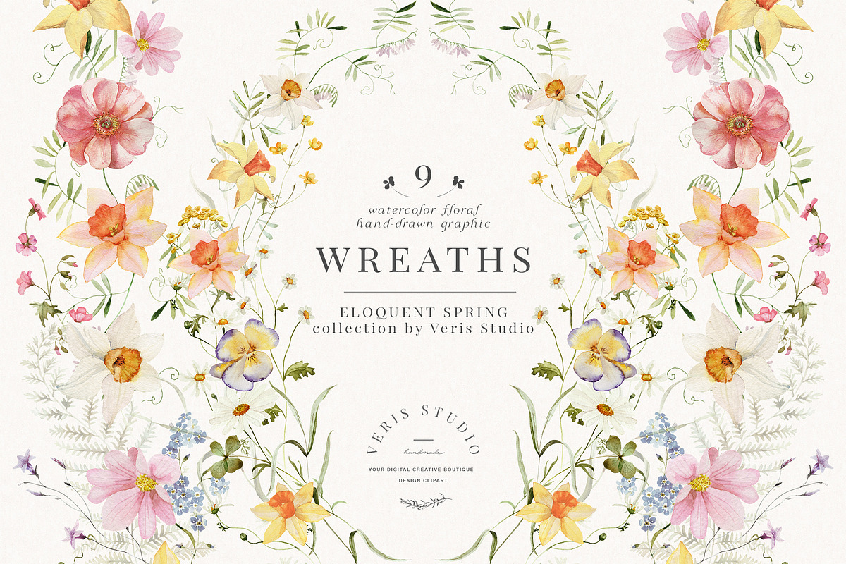 Spring Floral Watercolor Clipart Set, a Decorative Illustration by Veris Studio (Photo 15 of 20)