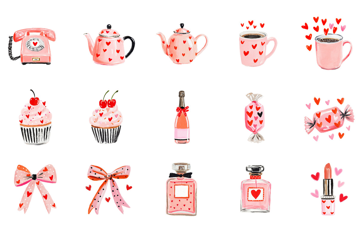 Watercolor Valentines Day Clipart, an Illustration by Designworld (Photo 2 of 4)