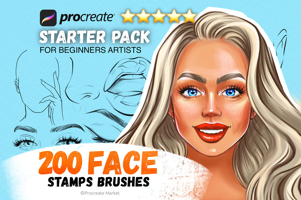 Character Portrait stamp Brushes, a Brush Add-On by Procreate Market (Photo 1 of 14)