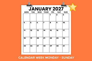 2027 12x12 In Mon-Sun Calendar