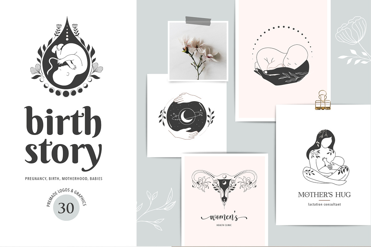 Birth story - collection of logos, a Branding & Logo Template by Marish (Photo 1 of 12)
