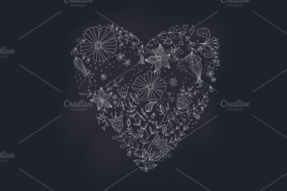 Set of hand drawn floral elements preview 2