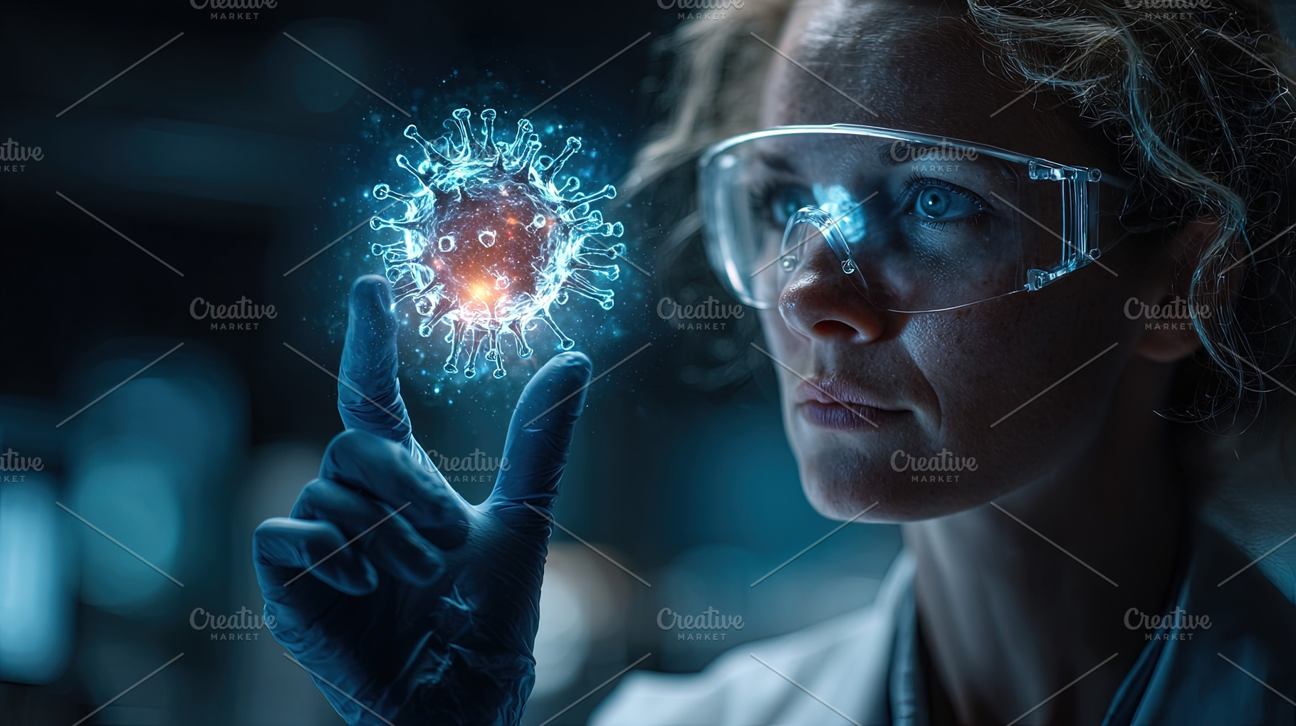 Scientist Examining Virus Hologram, a Health & Medical Photo by Ales Munt