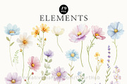 Pastel Wildflowers & Bows Clipart, a Decorative Illustration by OKArtHub (Thumbnail 3 of 11)