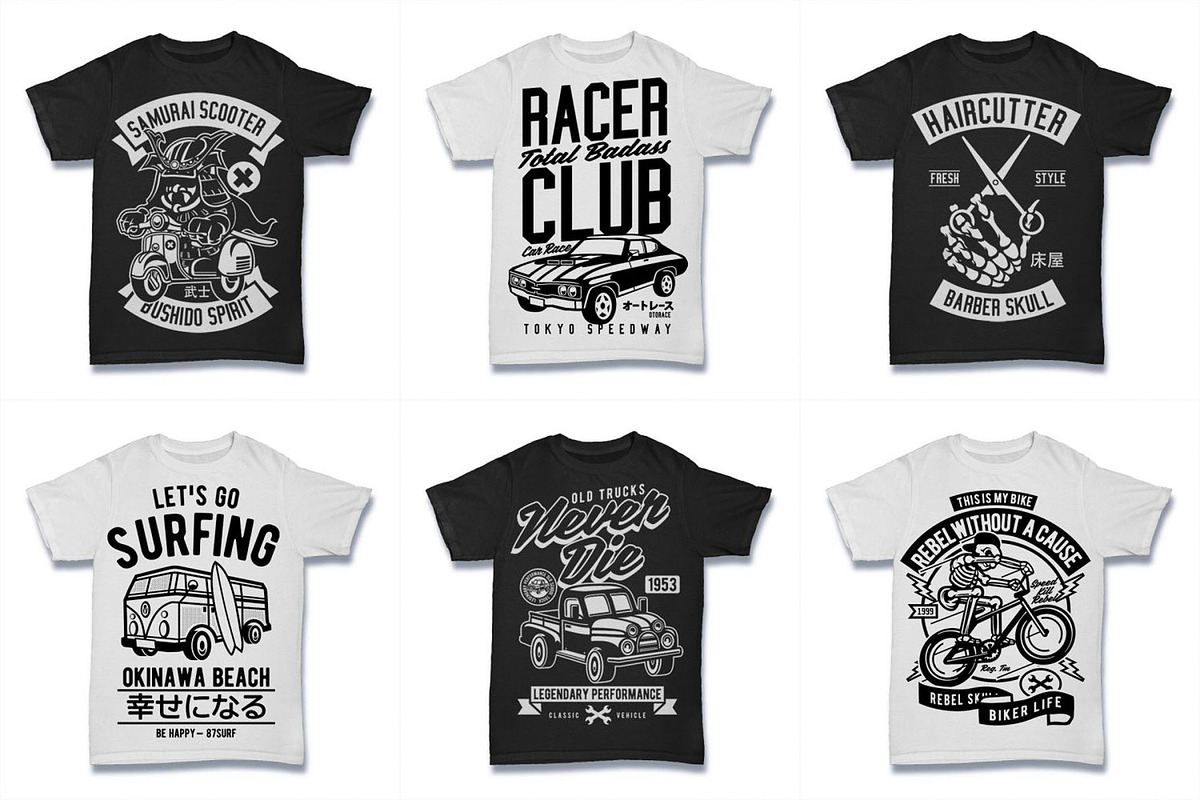 100 Vector Tshirt Designs ( B/W ), an Illustration by roach_graphic (Photo 4 of 20)
