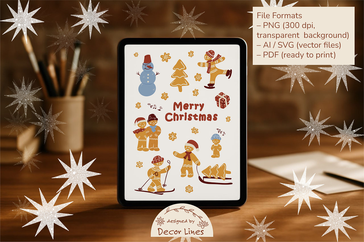 Gingerbread Christmas Stickers, an Object Illustration by Decor Lines (Photo 3 of 6)
