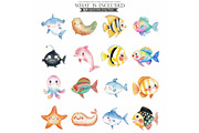 Cute Sea Animals Watercolor Clipart, an Animal Illustration by CharmClipart (Thumbnail 7 of 9)