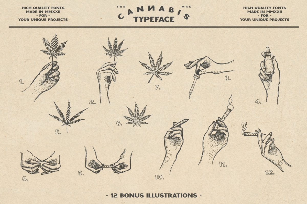 CANNABIS vintage font, a Font by Fat Hamster (Photo 4 of 10)