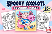 Spooky Axolotl Coloring Pages Vol. 2, an Animal Illustration by Inkivelle Studio (Thumbnail 1 of 3)