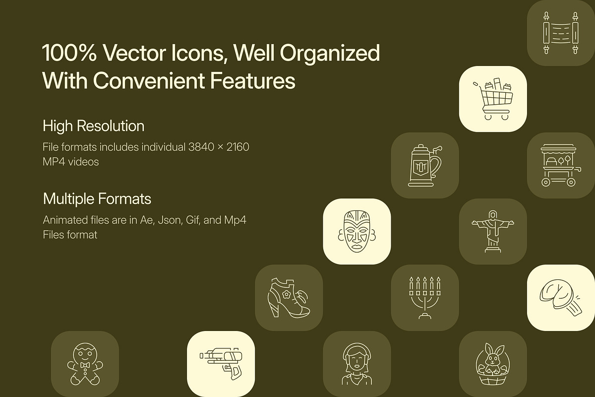 Animated Festival Icon Art Set, an Outline Icon by Prosymbols (Photo 2 of 4)