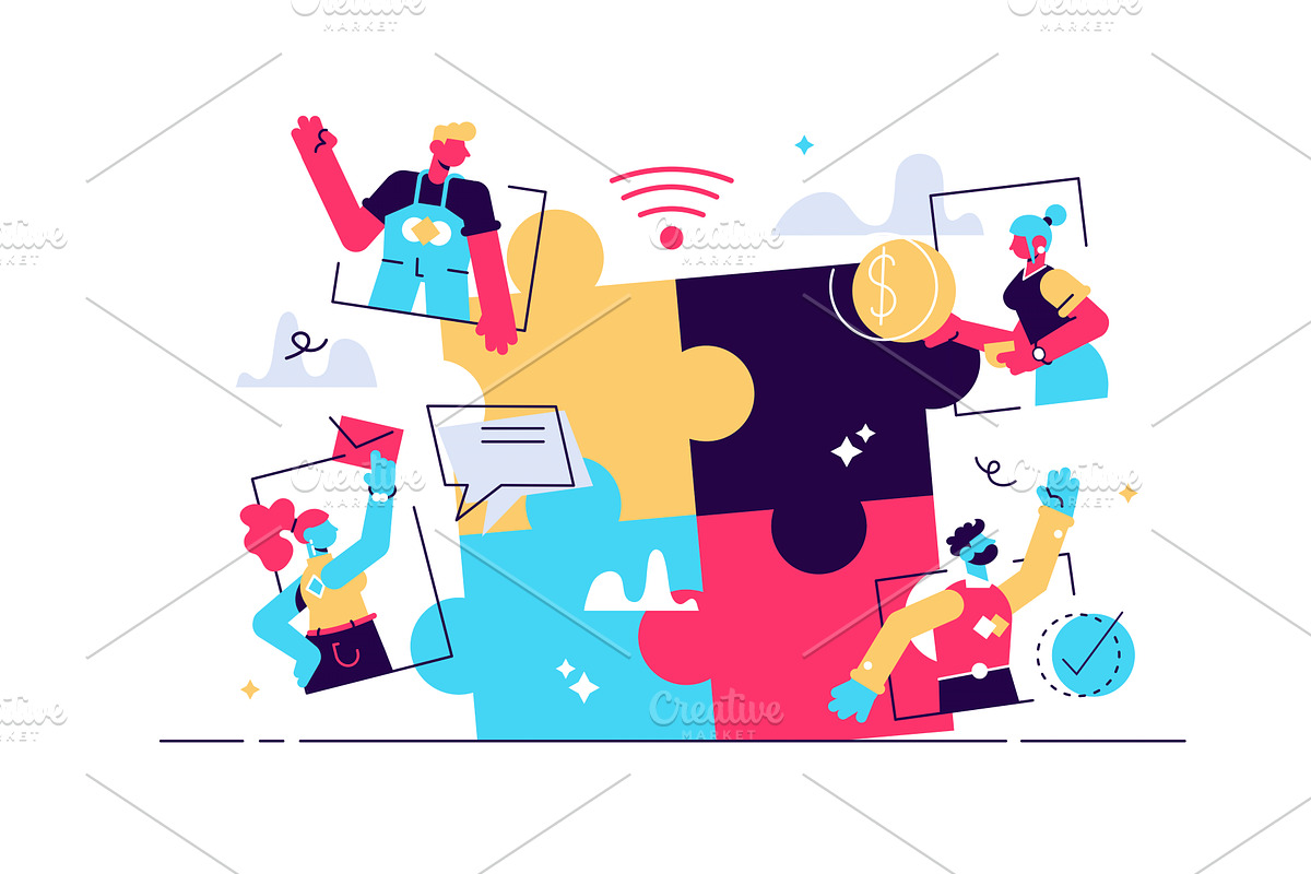 Virtual teams distance working as, a Person Illustration by marcovector