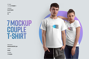 7 Mockups Couple T-Shirt