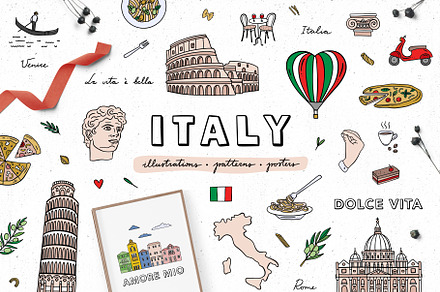 Italy Illustrations And Patterns, an Illustration by Redchocolate