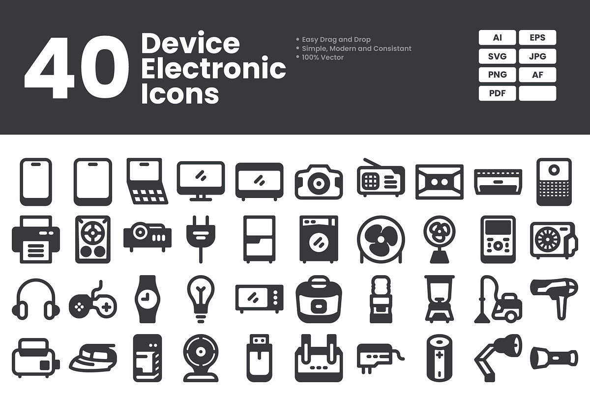 Device Electronic Icons, a Solid Icon by erifqizeicon (Photo 2 of 3)