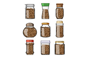coffee jar set cartoon vector, an Object Illustration by pikepicture