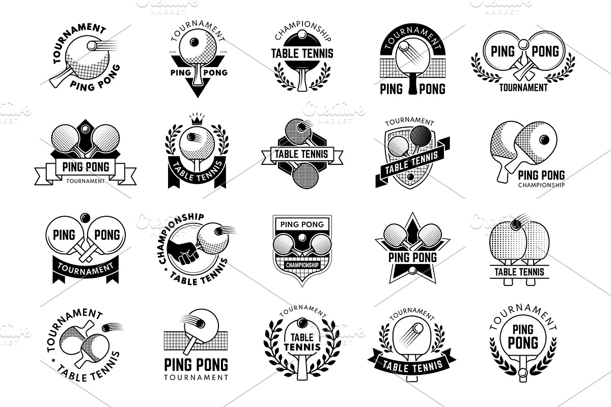 Ping pong badges. Table tennis, an Object Illustration by Onyx