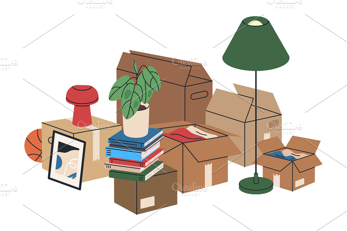 Moving boxes vector set, an Object Illustration by Torontotokio (Photo 3 of 6)