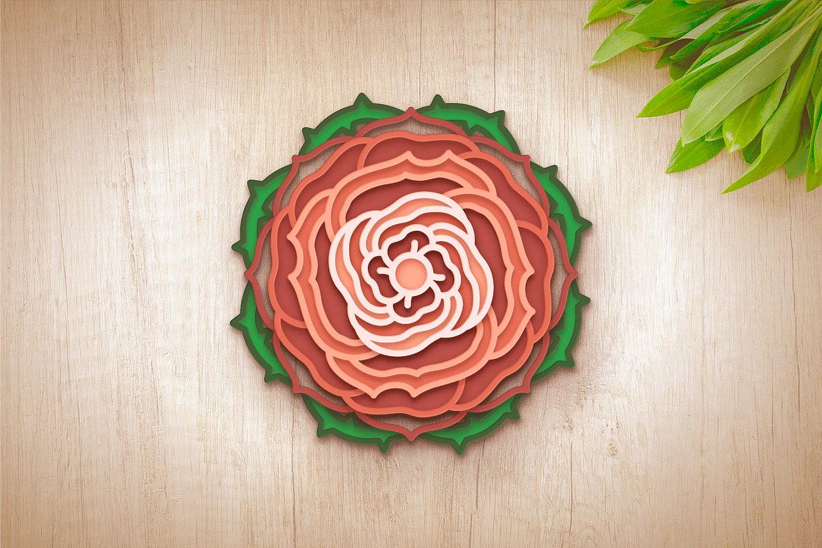 3D Rose Flower Mandala - SVG Cut Fil, a Decorative Illustration by Arshad Ali (Photo 8 of 8)