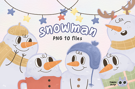 Snowman Christmas Watercolor clipart, an Illustration by TNwan