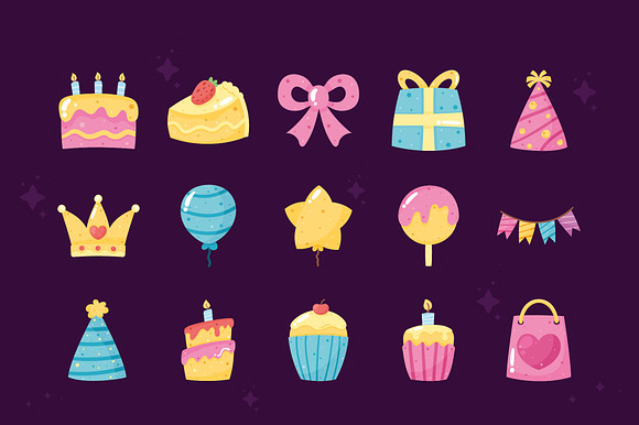 Birthday Party Illustration Set preview 2
