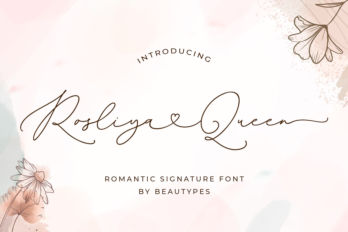 Rosliya Queen - Signature Heart Font, a Script Font by Beautypes (Photo 1 of 8)