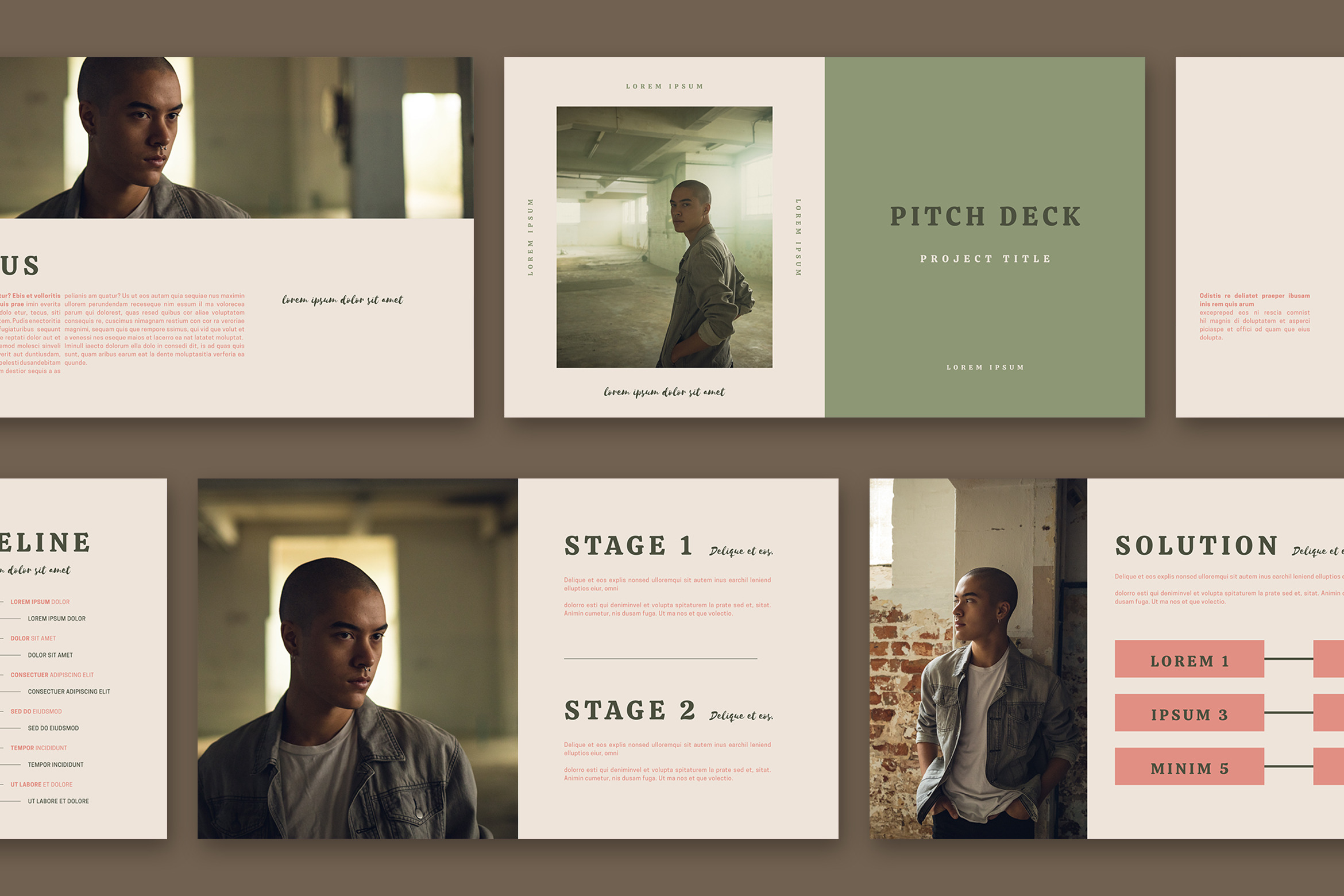 Green And Beige Presentation Set by Wavebreak  Creative Market