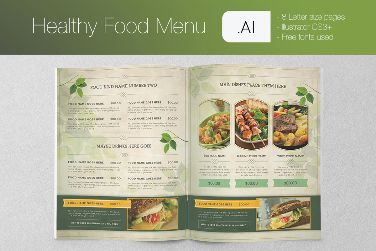 Healthy Food Menu, a Brochure Template by Luuqas Design (Photo 2 of 5)