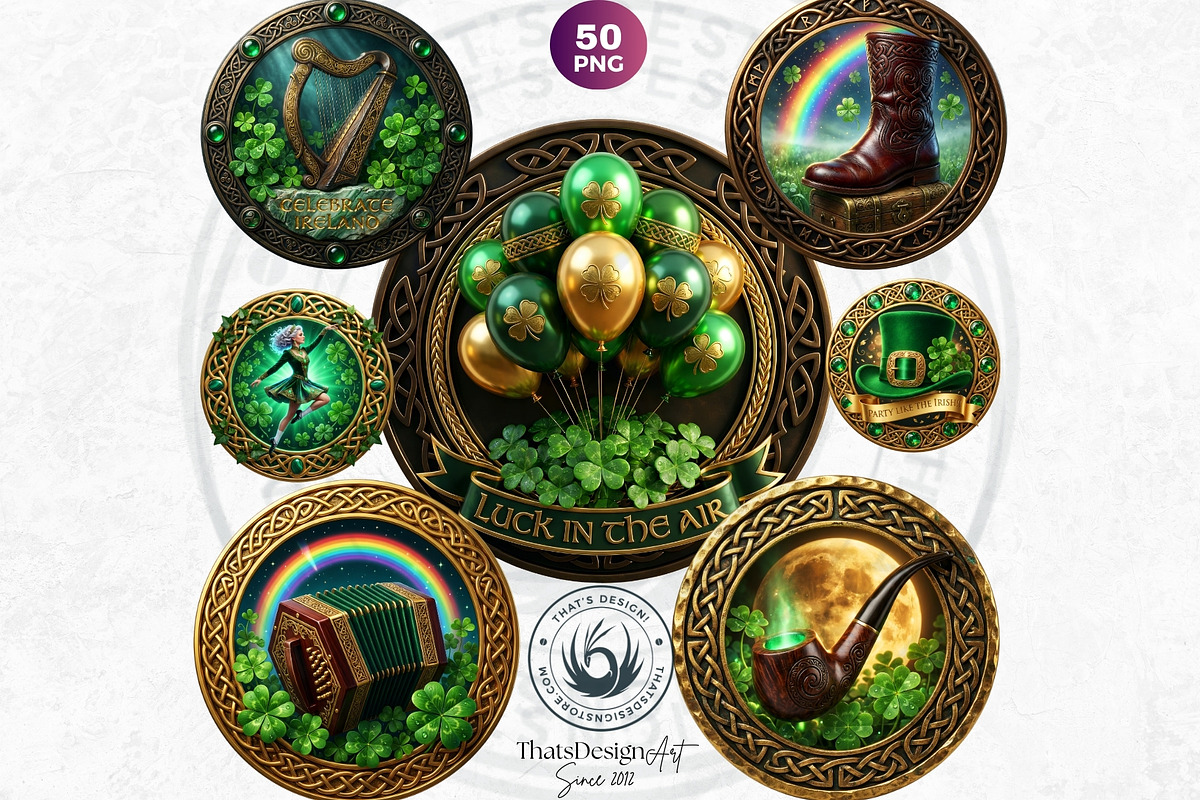 Saint Patrick Round Coaster Cliparts, a Decorative Illustration by ThatsDesignArt (Photo 10 of 10)