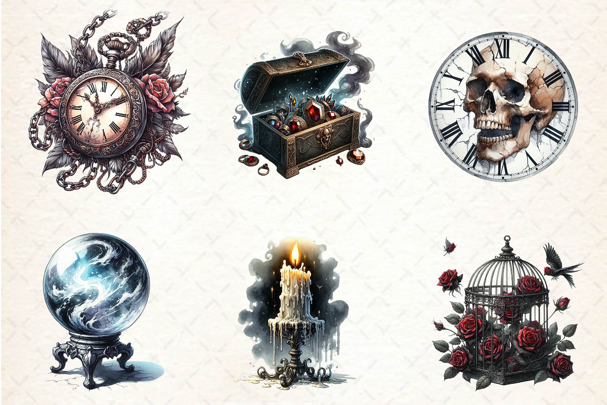 Antique Gothic Sublimation Clipart, an Illustration by CreationArt (Photo 3 of 5)