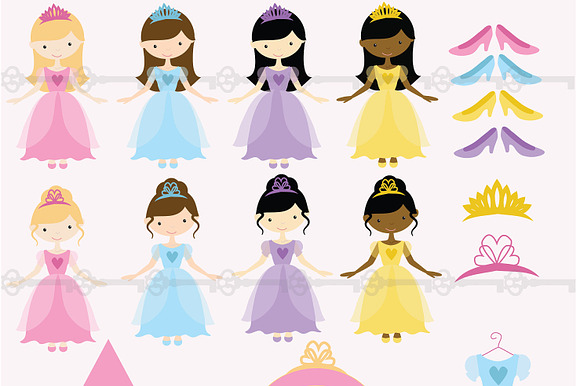 Pretty Princesses Digital Clip Art preview 2