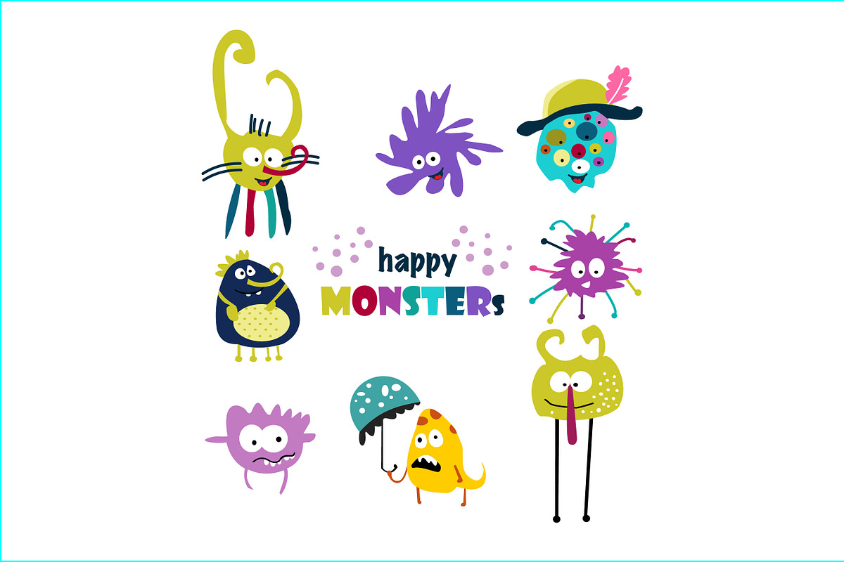 Cute funny monsters, an Animal Illustration by lidiya_zayac (Photo 3 of 5)
