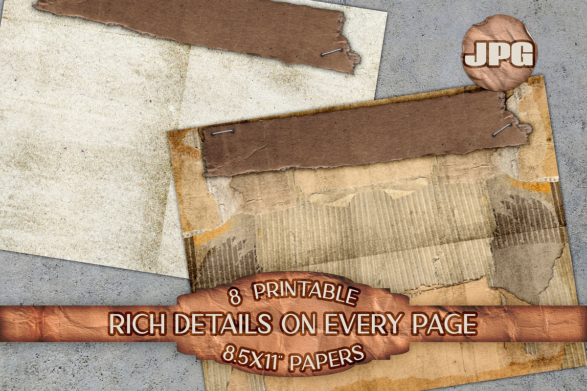 Vintage Grunge Junk Journal Papers, a Texture Illustration by AlexandHer Digital Art (Photo 7 of 7)
